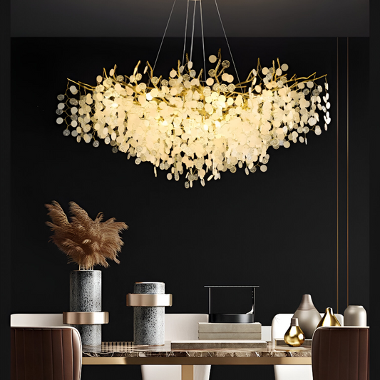Serenádový krištáľový luster WALTZ, 9xG9, zlatý, 80 cm, nastaviteľná výška