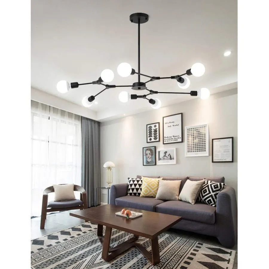 Architek nona luster, 9x E27, čierny, kov