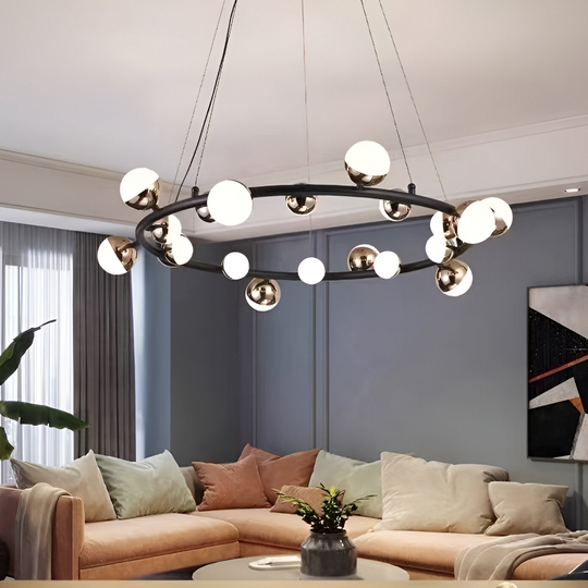 Estella akrylový závesný LED luster s diaľkovým ovládaním, 30W, stmievateľný, 3000K/4000K/6000K, zlaté, kovové a akrylové LED luster s diaľkovým ovládaním Predvolený názov Alessandro Design