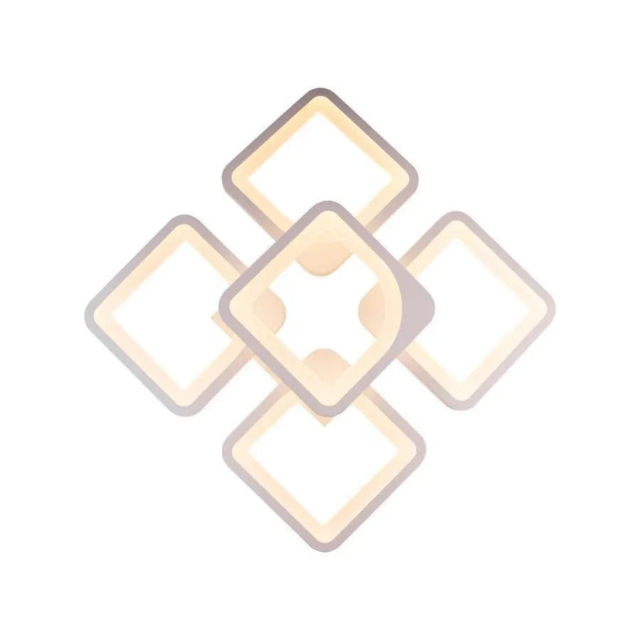 LED luster s diaľkovým ovládaním ZOE 96W, 5 štvorcov, studené/teplé/neutrálne svetlo, stmievateľné, biela