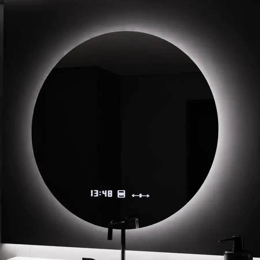70 cm okrúhle LED zrkadlo serenit Motionglow MARCLELL SMEABLE CLOCK DEFRAMENT A SMOLNÝ TERMOMEMOMOMOMOMOMEMOR