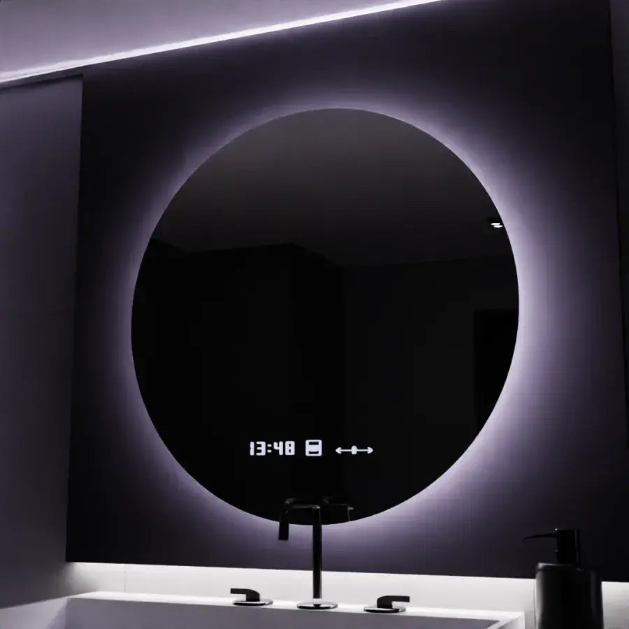 70 cm okrúhle LED zrkadlo serenit Motionglow MARCLELL SMEABLE CLOCK DEFRAMENT A SMOLNÝ TERMOMEMOMOMOMOMOMEMOR
