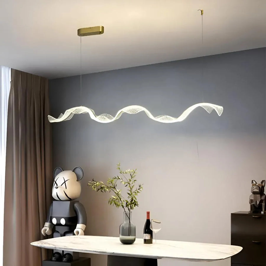 Závesný LED luster AMI 80W, Lineárny, Studené/Teplé/Neutrálne svetlo, Zlatý, Nastaviteľná výška