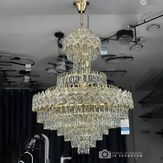 Junnut 21*E27 lustr, krištáľ a kov, zlato
