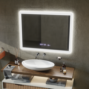 Obdĺžnikové LED zrkadlo 50x70cm Zampa Sensor Motionglow Marcello Clock Defrition System a Smoteble Therometer