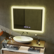 Obdĺžnikové LED zrkadlo 50x70cm Zampa Sensor Motionglow Marcello Clock Defrition System a Smoteble Therometer