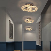 LED luster s diaľkovým ovládaním a krištáľom ZABINA 32W, 2 kruhy, studené/teplé/neutrálne svetlo, stmievateľné, lesklý chróm