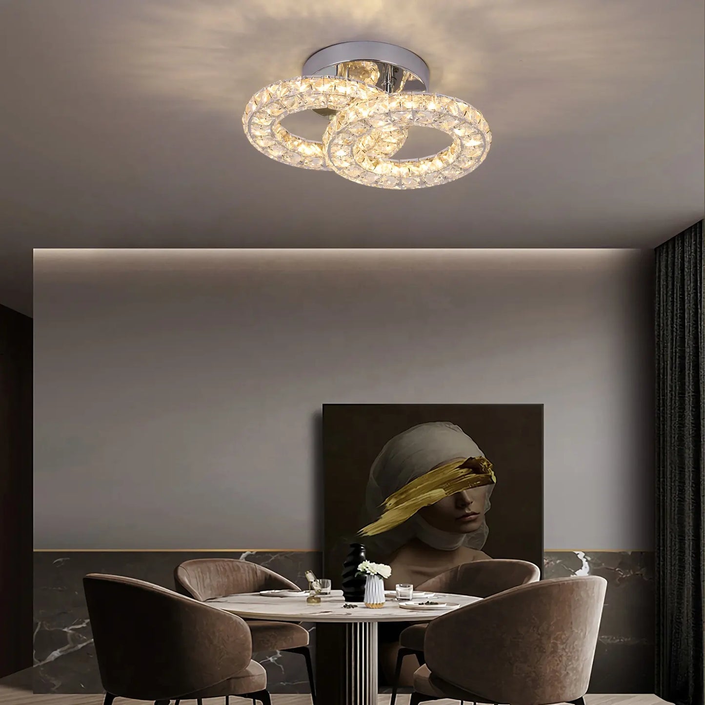 LED krištáľ LED LED s Zabinou 32W Chrome Diaľkovým ovládačom