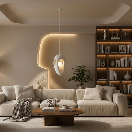 Moderný luster EON Eleganza, 49 cm, závesný, 1 X E27, biely, kov a pena, nastaviteľná výška Klasické lustre Predvolený názov Alessandro Design