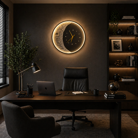 Moon Dekoratívne LED nástenné svetlo Priemer 40CM Studené/Neutrálne/Teplé svetlo Čierne vnútorné nástenné svietidlá Predvolený názov Alessandro Design