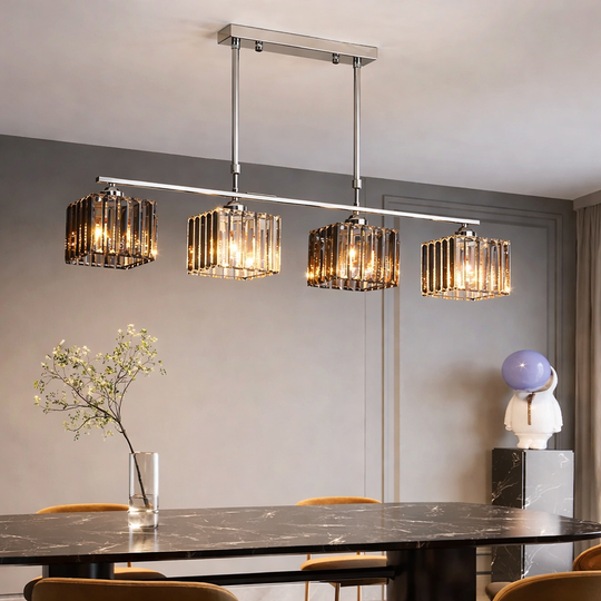 Klasický moderný gruzínsky luster, LC116/4, 4x E27, chróm a sivé sklo, kov a krištáľ, tienidlo Klasické lustre Predvolený názov Alessandro Design