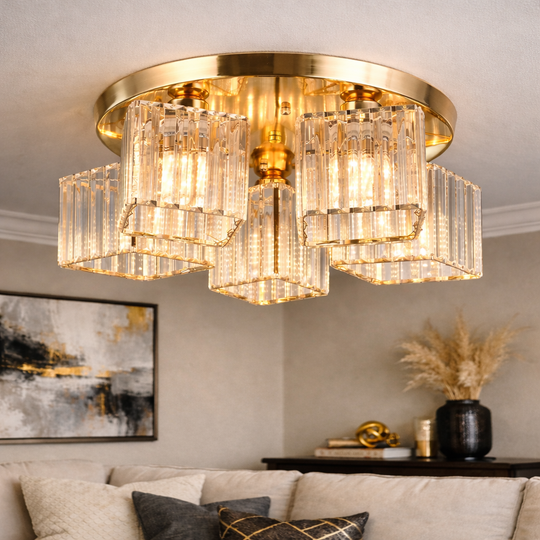 Moderný klasický luster Sasha, LC117/5GD, 5x E27, kov a krištáľ, zlato, tienidlo klasické lustre Predvolený názov Alessandro Design