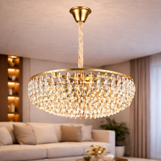 Krištáľový luster CC1677/500GD, 9xE14, lesklé zlato, nastaviteľná výška, kov a krištáľové krištáľové lustre Predvolený názov Alessandro Design