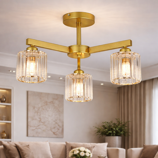 Moderný klasický luster LC110/3GD s krištáľom, 3x E27, zlato, kov a krištáľové klasické luster Predvolený názov Alessandro Design