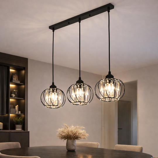 Moderný klasický luster, závesný, Monica LC910/3LBK, 3 X E27, čierny, kov a sklo, nastaviteľná výška Klasické lustre Predvolený názov Alessandro Design