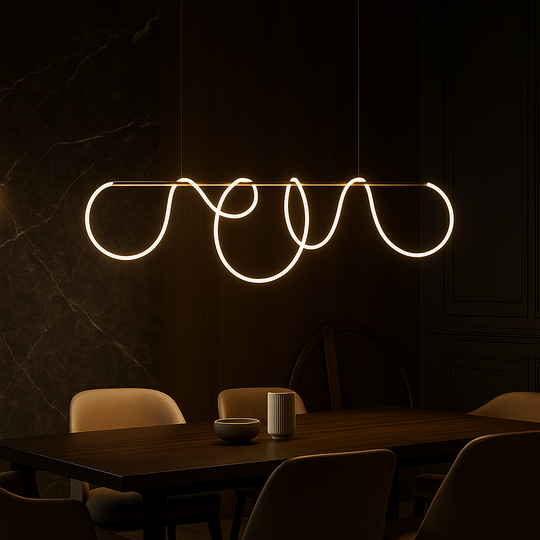LED DIVINO luster zlatý 96W s flexibilnou silikónovou trubicou, 96W, 150cm - Nastaviteľné svetlo 3000K/4000K/6000K Moderné lustre Predvolený názov Alessandro Design
