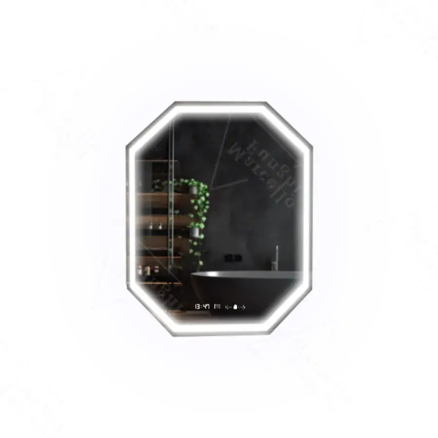 Polygonové LED zrkadlo, 60x80cm, senzor Ralya MotionGlow Marcello, systém odhmlievania, hodiny a teplomer, Dimabila