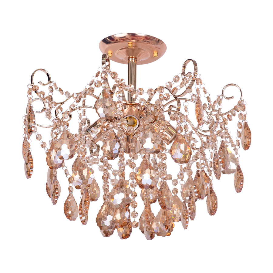 Fiamma krištáľový luster, 4x E27, priemer 50cm, zlatý