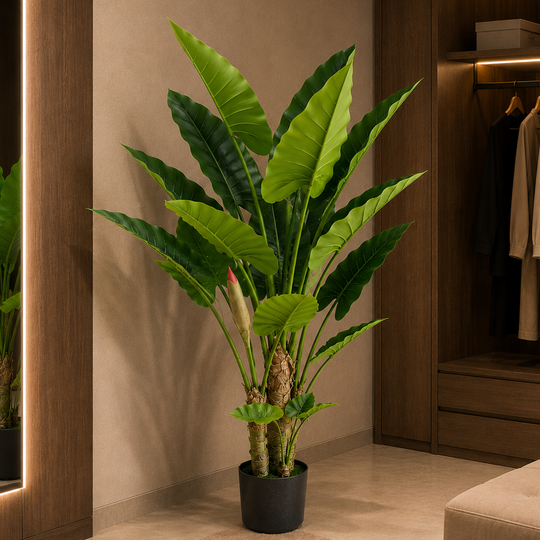Umelá rastlina Typ Alocasia, 3 stonky, 160 cm, zelená