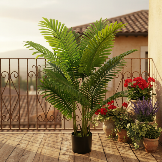 Umelá rastlina typu palmy Areca, 12 listov, 120 cm, zelená
