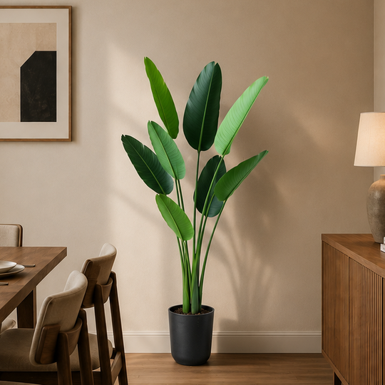 Typ umelej rastliny Strelitzia Nicolai (rajský vták), 150 cm, 10 listov, zelená