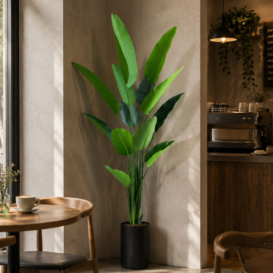 Typ umelej rastliny Strelitzia Nicolai (rajský vták), 180 cm, 13 listov, zelená