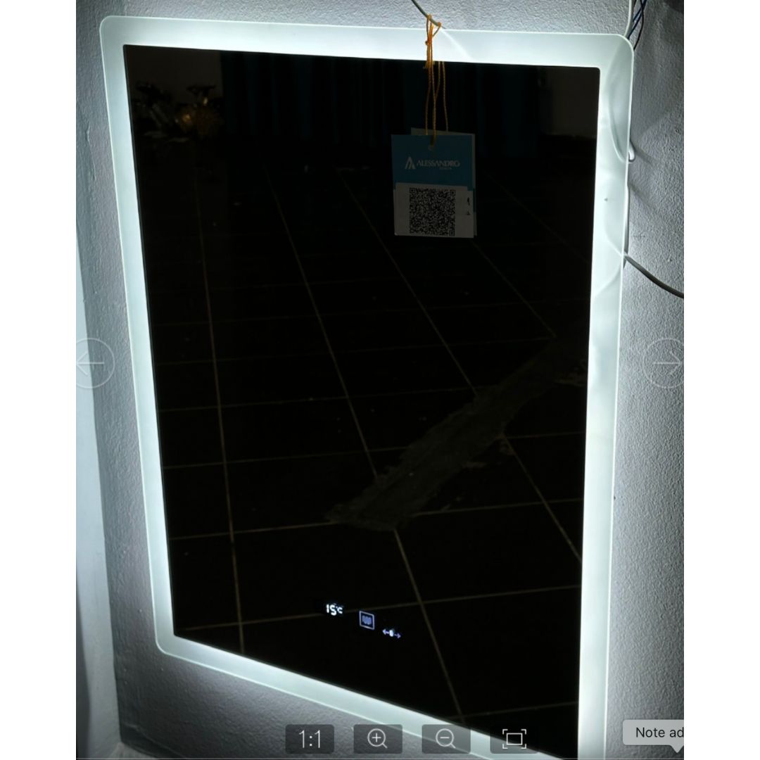 Obdĺžnikové LED zrkadlo 50x70cm Zampa Sensor Motionglow Marcello Clock Defrition System a Smoteble Therometer