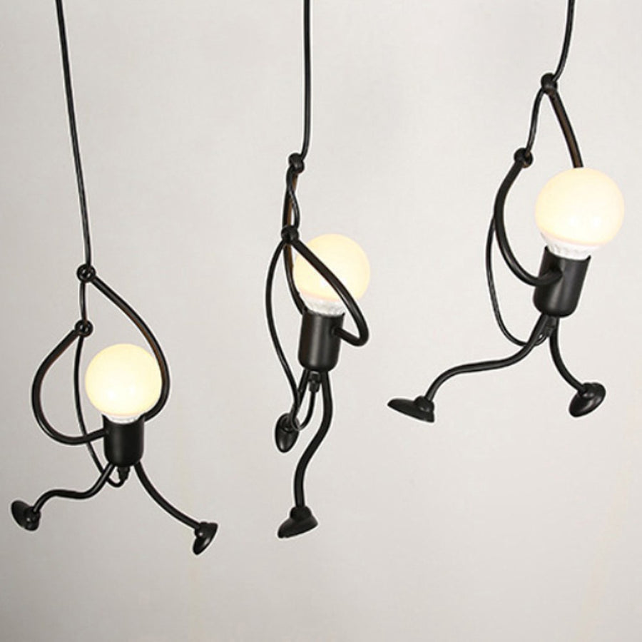 MODERNÝ luster, Kyvadlový typ, FANTASIA, Figúrka, 3xE27, Nastaviteľná výška, Čierny
