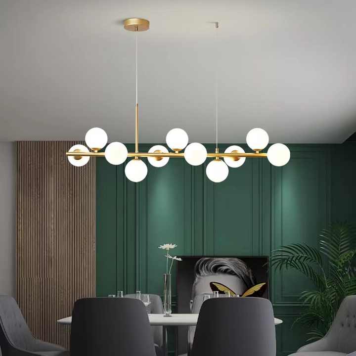 Moderný žiarovkový luster LOFT Pavilion, 11x G9, zlatý, kov, Nastaviteľná výška