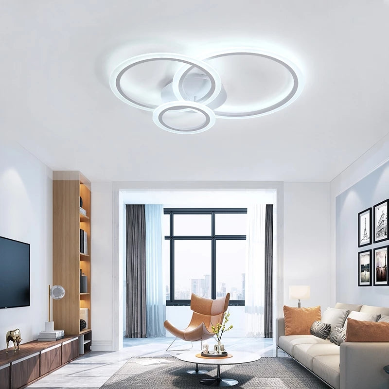 LED luster s diaľkovým ovládaním BETTY 41W, 3 kruhy, studené/teplé/neutrálne svetlo, stmievateľné, biela