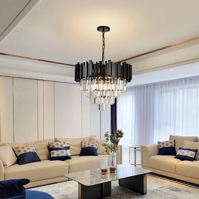 Krištáľový luster BLOIS Eleganza 8xE14, priemer 49 cm, čierny, nastaviteľná výška