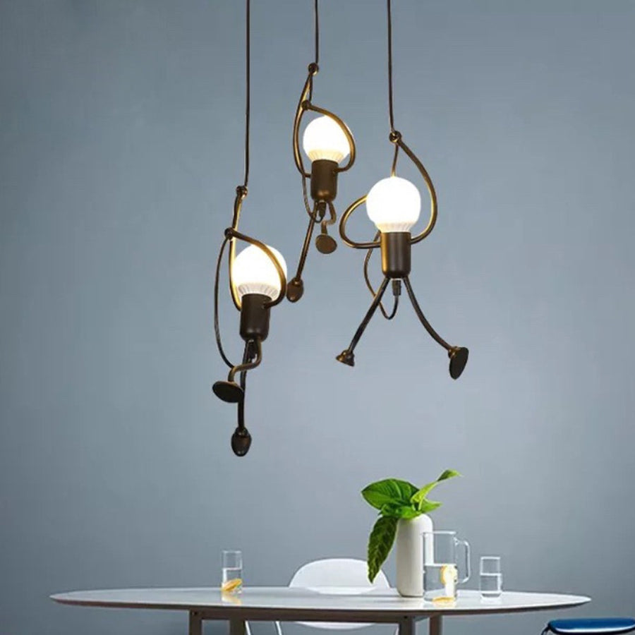 MODERNÝ luster, Kyvadlový typ, FANTASIA, Figúrka, 3xE27, Nastaviteľná výška, Čierny