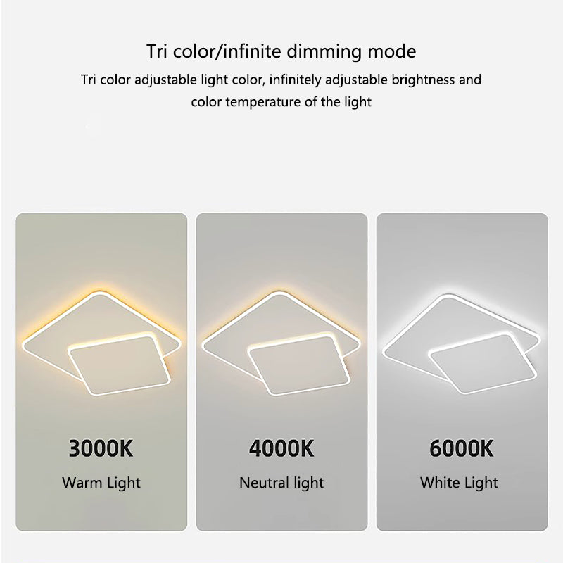 LED luster s diaľkovým ovládaním FUTURA LUMINA 98W, 2 štvorce, studené/teplé/neutrálne svetlo, stmievateľné, biela