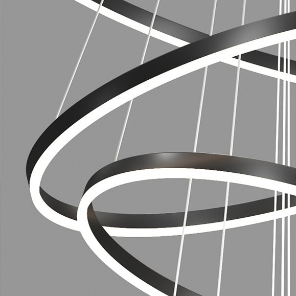 Závesný LED luster s diaľkovým ovládaním CASIANA 41W, 2 kruhy, studené/teplé/neutrálne svetlo, stmievateľné, čierny, výškovo nastaviteľný