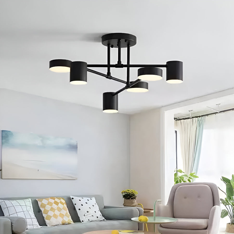 LED luster GALIOS 72W, 6 prvkov, studené/teplé/neutrálne svetlo, čierny