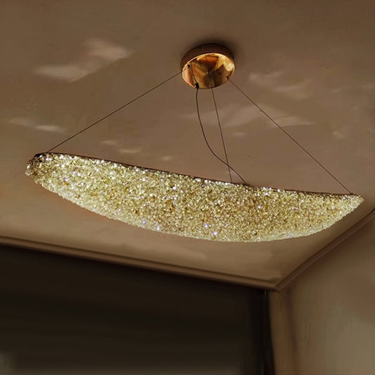 Moderný luster s krištáľom, RITMICA Largo, 31W, dĺžka 80 cm, zlatý, nastaviteľná výška