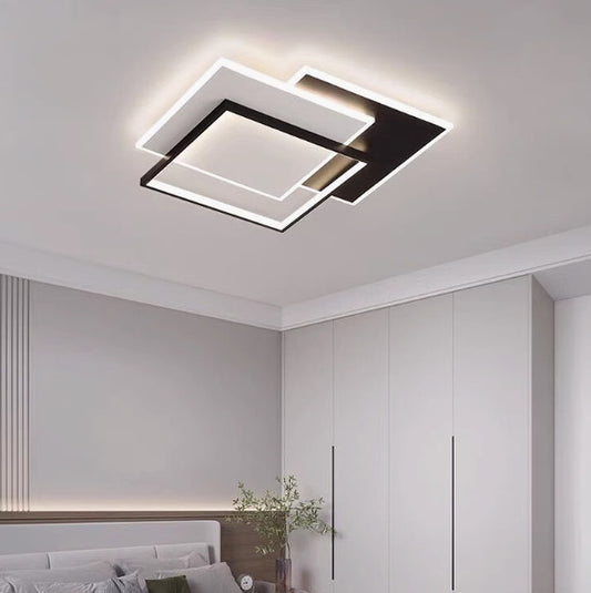 LED luster s diaľkovým ovládaním CHIARA 102W, 3 štvorce, studené/teplé/neutrálne svetlo, stmievateľné, čierny