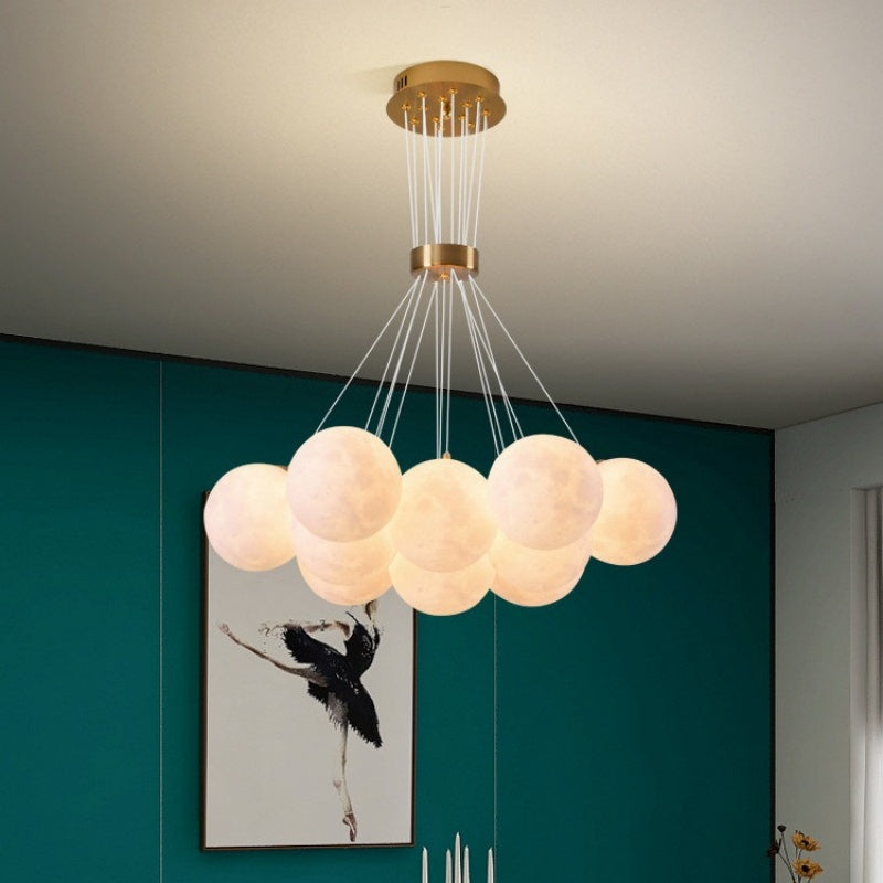 MODERNÝ luster, Kyvadlový typ, LOFT Bagliore, Globe, 9xE27, Nastaviteľná výška, Zlatý