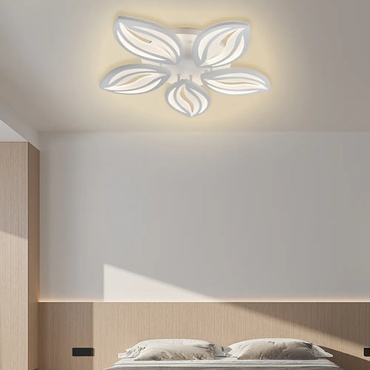 LED luster s diaľkovým ovládaním ORCHID 65W, 5 okvetných lístkov, studené/teplé/neutrálne svetlo, stmievateľné, biela
