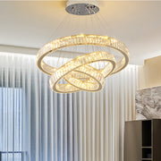 Lulus Led Prism Luminis, Crystal and Metal, 4 kruhy, smoiera, nastaviteľná výška, studené/teplé/neutrálne svetlo, luxusné osvetlenie