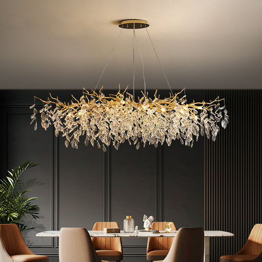 Krištáľový luster WALTZ Rhapsody, 9x G9, zlatý, 80 cm, nastaviteľná výška