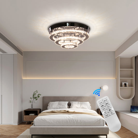 Krištáľový LED luster LLC151/500CH, 64W, 3 prvky, studené/teplé/neutrálne svetlo, stmievateľné, lesklý chróm
