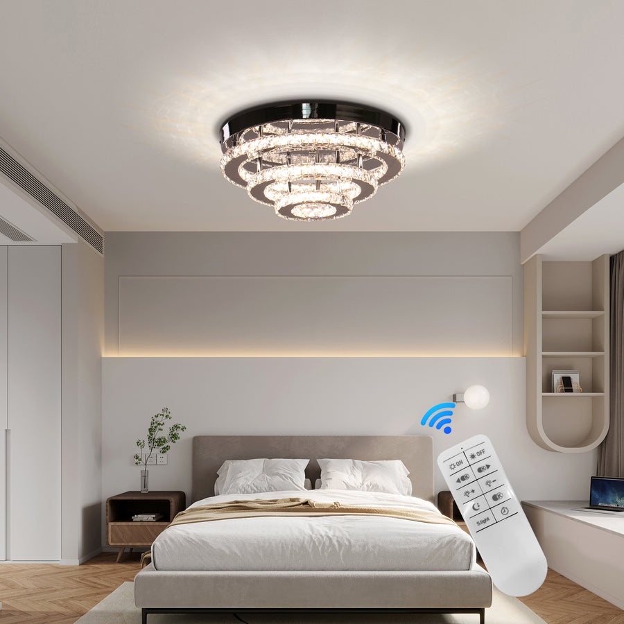 Krištáľový LED luster LLC151/500CH, 64W, 3 prvky, studené/teplé/neutrálne svetlo, stmievateľné, lesklý chróm