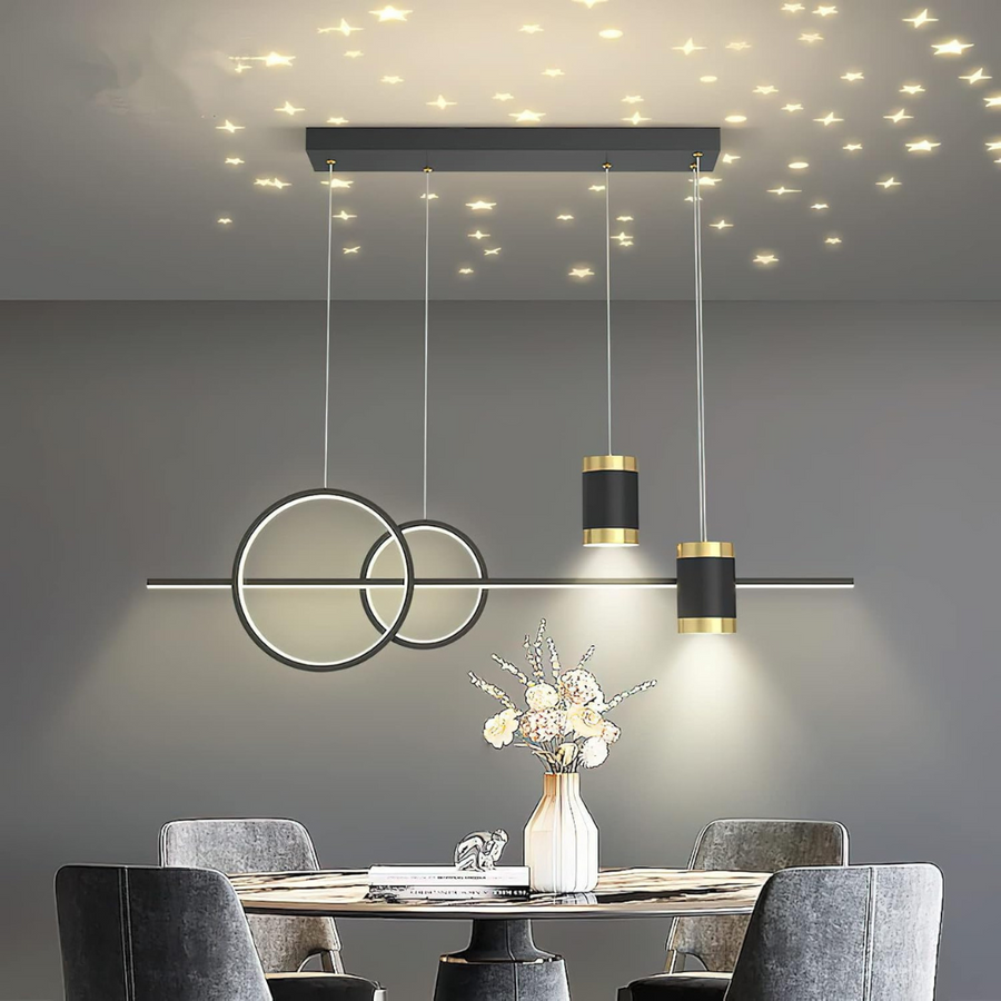 Závesný LED luster s diaľkovým ovládaním PAULINA 74W, studené/teplé/neutrálne svetlo, stmievateľné, čierny, výškovo nastaviteľný