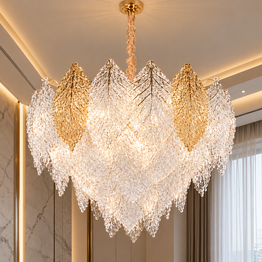 Krištáľový luster LACE Magno 11xE14, Priemer 60cm, Výška 42cm, Lesklý zlatý, Nastaviteľná výška, Elegantný dizajn