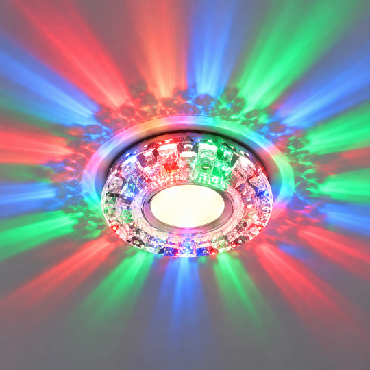 LED Spot ORBITA, 5W, okrúhle, studené svetlo + RGB, biela, živica a sklo