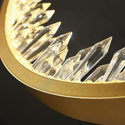 Závesný LED luster s diaľkovým ovládaním, K9 Crystals, 27W, 1 kruh, studené/teplé/neutrálne svetlo, stmievateľné, zlaté, výškovo nastaviteľné