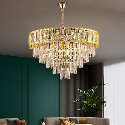 Krištáľový luster BELVEDERE Magno 8xE14, Priemer 60cm, Lesklý zlatý, Nastaviteľná výška