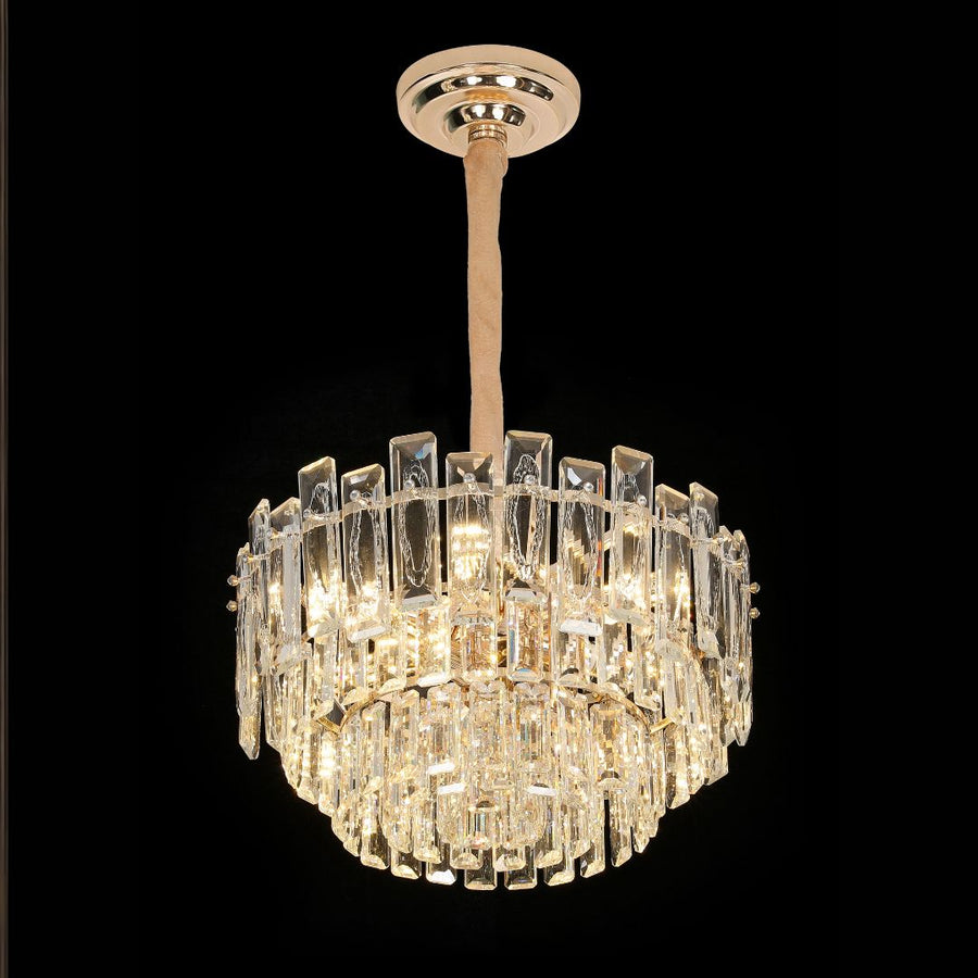 Krištáľový luster FONTAINEBLEAU Elegance, 9x E14, Priemer 45cm, Zlatý, Nastaviteľná výška