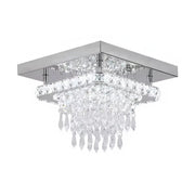 LED luster Alberico Square, 19 W, studené/horúce/neutrálne svetlo, kryštál, lesklý chróm